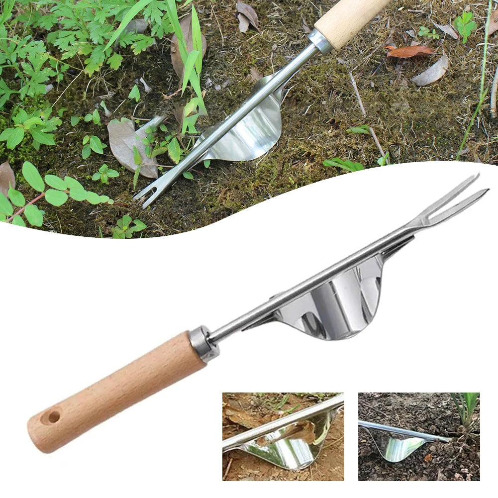 Belro V-shaped weed puller tool with long handle for garden weeding, outdoor garden tool for easy weed removal.