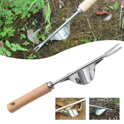 Belro V-shaped weed puller tool with long handle for garden weeding, outdoor garden tool for easy weed removal.