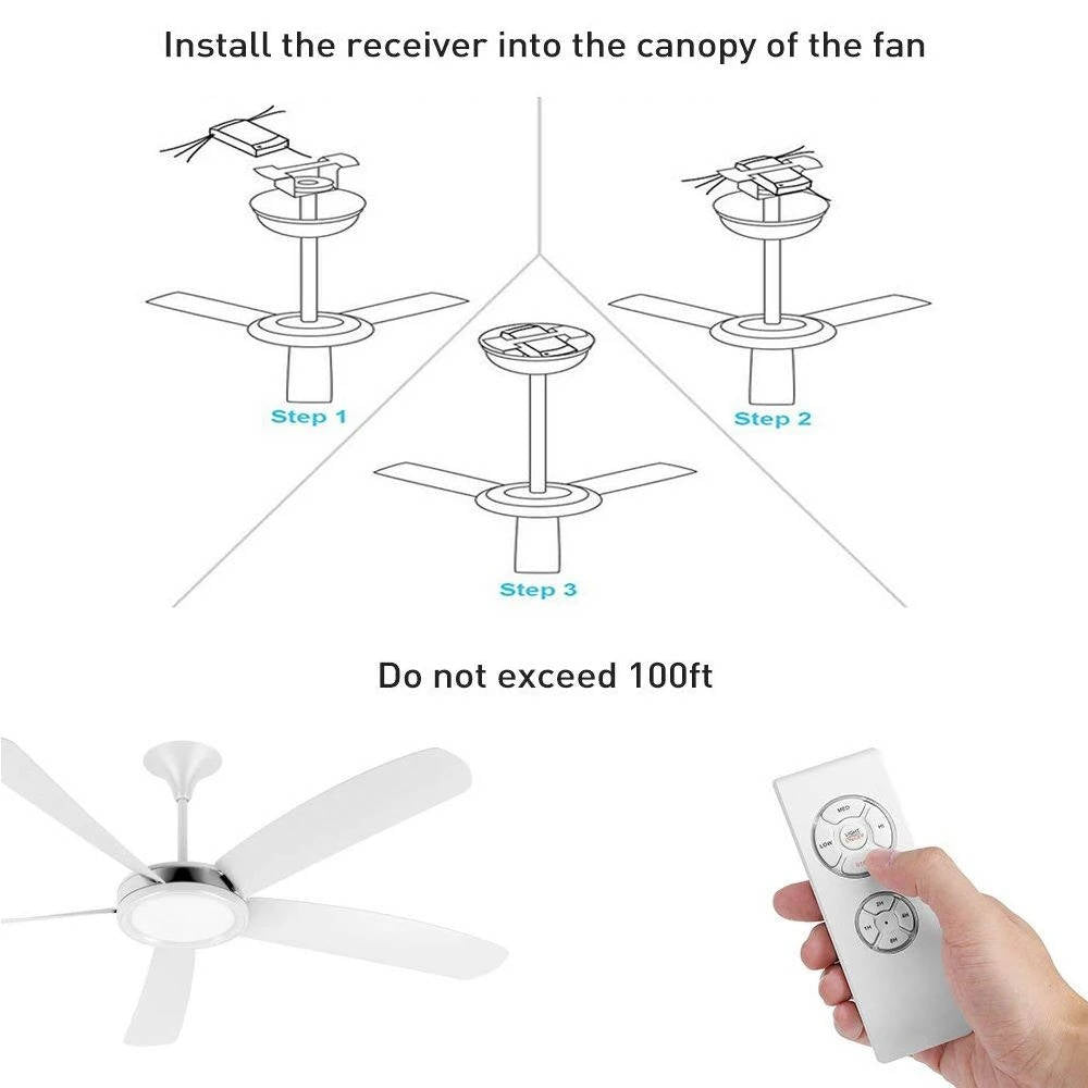 Belro universal ceiling fan remote control with buttons for adjusting fan speed and light settings, designed for electronic use.