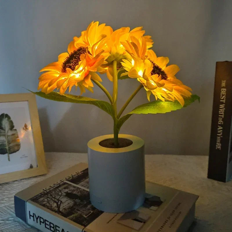 Belro rechargeable sunflower night light, an electronic night light with a sunflower design, providing soft illumination.