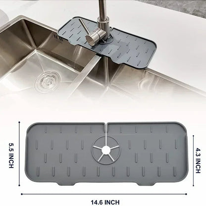 Belro kitchen silicone sink splash protector placed inside a sink to prevent water splashes and keep the area clean.