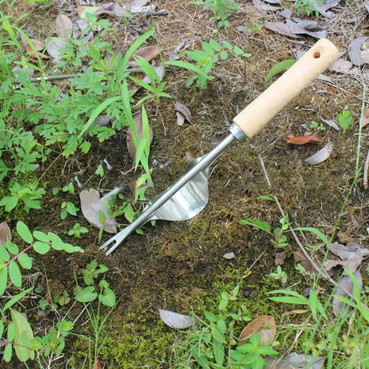 Belro V-shaped weed puller tool with long handle for easy removal of weeds in garden and outdoor outdoor gardening tasks.