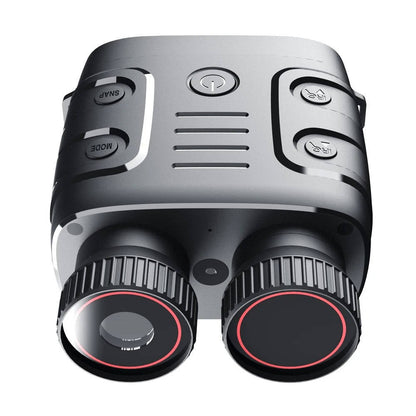 Belro night vision binoculars with trail camera features, black electronic device with lens and control buttons for outdoor surveillance.