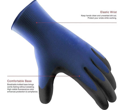 Belro work gloves, safety gloves for manual work, with reinforced palms and adjustable wrist straps, suitable for construction and industrial tasks.