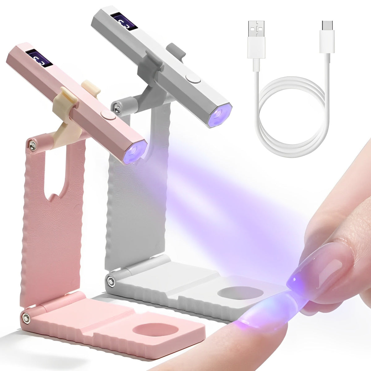 Belro portable LED nails lamp used for curing gel nails, compact design with multiple LED lights for efficient drying.