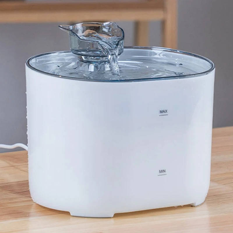 Belro cat water fountain for pets, showing a sleek, multi-tiered pet water dispenser with flowing water.
