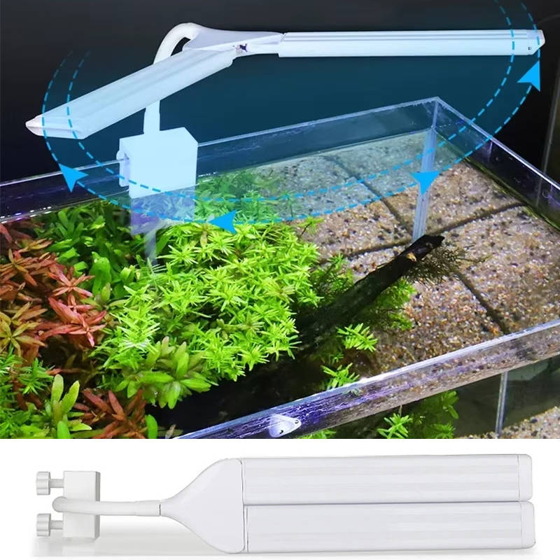Belro super bright LED aquarium light clip-on full spectrum lamp for fish tanks and aquatic plant growth, mounted on a tank.