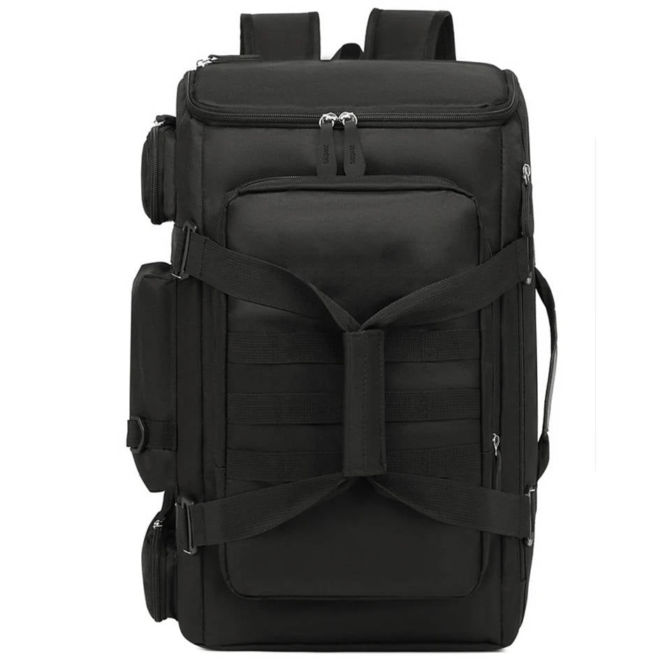 Belro large capacity travel backpack with multiple compartments for electronics and laptops, shown with padded straps and sleek design.