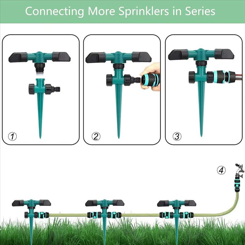 Belro garden sprinkler system set with five adjustable sprinklers for outdoor watering and lawn irrigation.