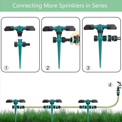 Belro garden sprinkler system set with five adjustable sprinklers for outdoor watering and lawn irrigation.