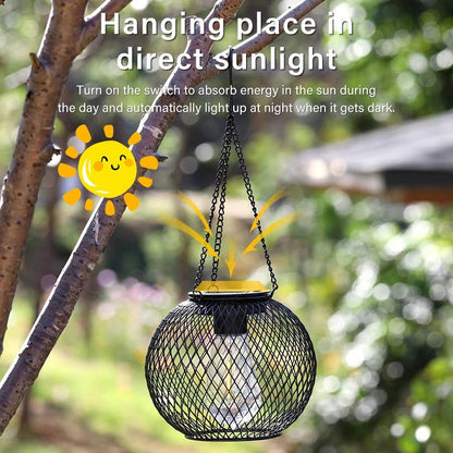 Belro outdoor solar hanging lantern with integrated LED light, designed as a decorative accessory for outdoor umbrellas and patio areas.