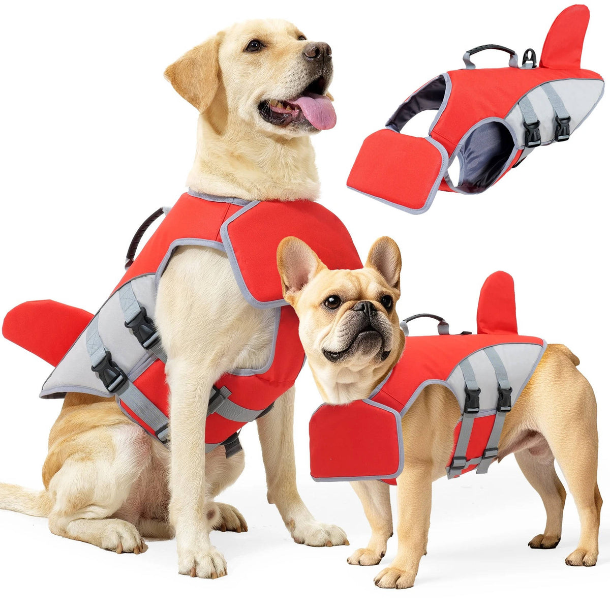 Belro dog float jacket in bright orange with adjustable straps, designed for safety and comfort during water activities.