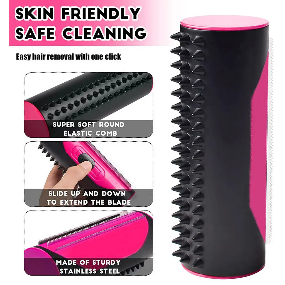Belro pet hair removal brush for dogs and cats, featuring a deshedding tool for grooming and reducing loose fur.