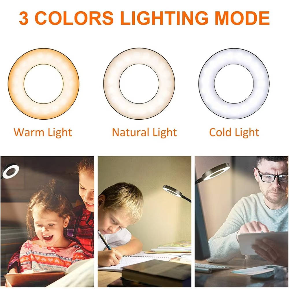 Belro clamp-on desk lamp with flexible 360° rotation and eye-friendly LED lighting for workspace illumination.