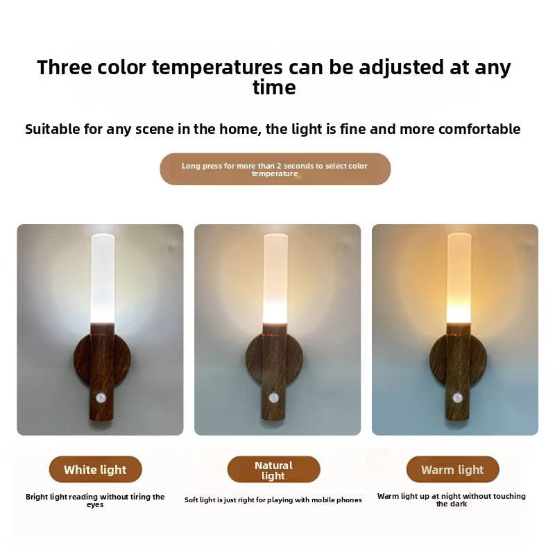 Belro plug-in motion sensor night light illuminating a bedroom, energy-efficient lighting for safe nighttime visibility