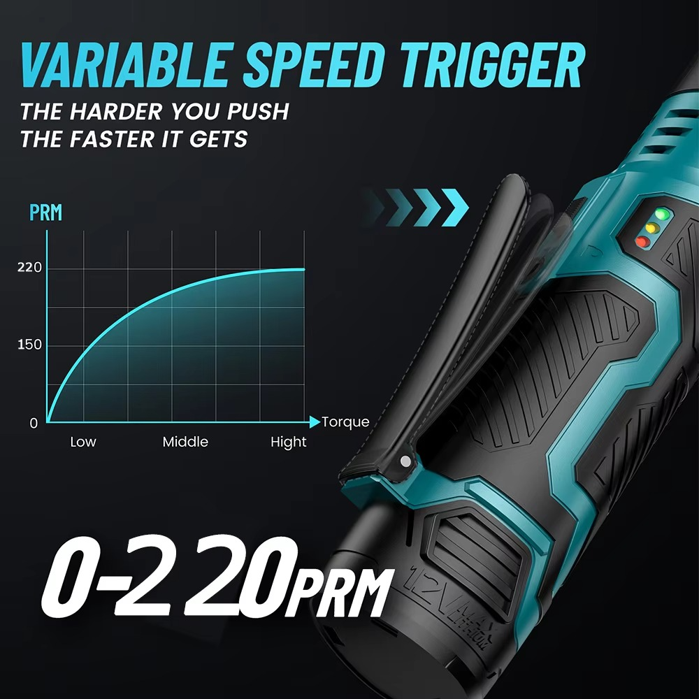 Belro electric wrench ratchet showing a sleek black and silver handheld power tool with a textured grip and control buttons.