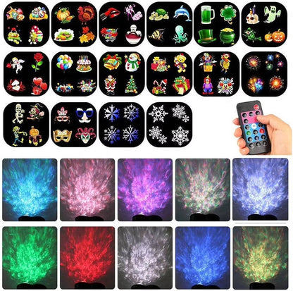 Belro Christmas projector lights outdoor decoration displaying festive holiday images on a wall with colorful light patterns