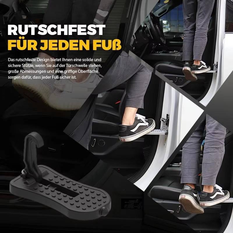 Belro universal fit car door step for home and garden, shown attached to vehicle door for easy access and organization.