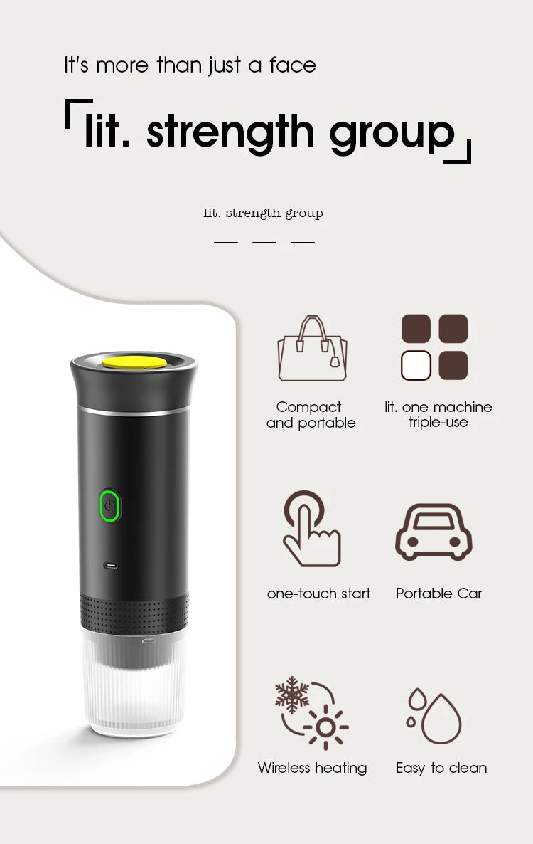 Belro portable coffee maker espresso machine with compact design and control panel for quick brewing of espresso at home or on the go