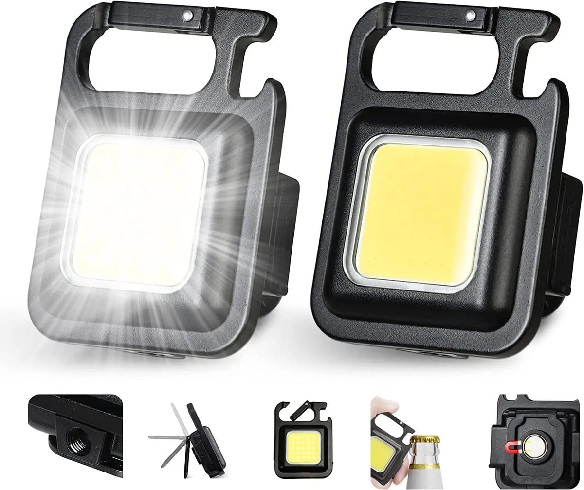 Belro Mini LED Flashlight Keychain showing compact design with bright 1800 lumens and keyring attachment.