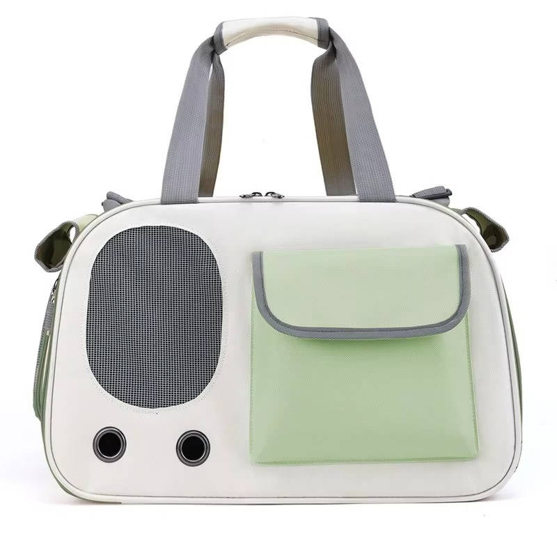 Belro automotive travel pet carrier for cats and small dogs, with mesh sides and secure zipper closure.