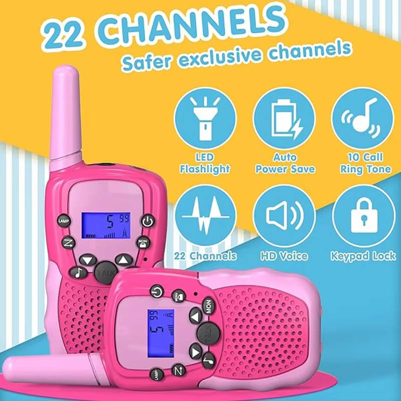 Kids Belro walkie talkies set with three colorful handheld communication devices for children and outdoor play.
