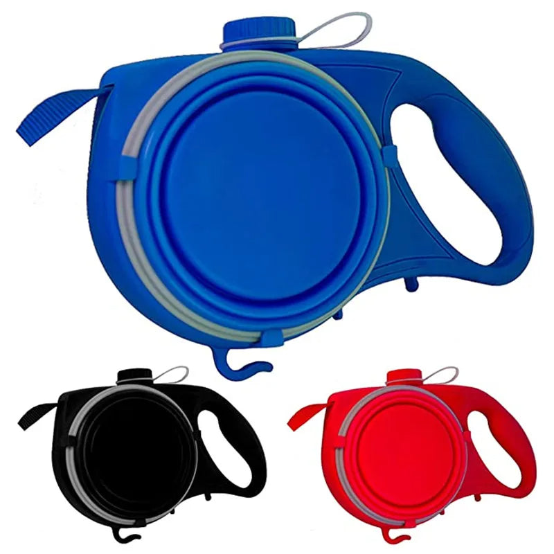 Belro 4-in-1 multifunctional dog leash with water bottle and bowl, adjustable leash and convenient hydration for outdoor walks.
