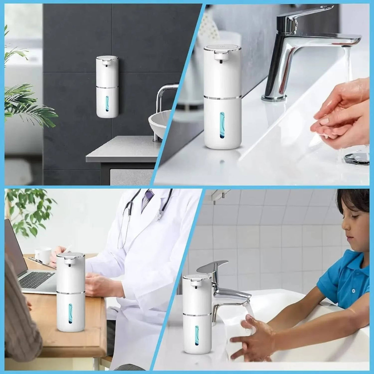 Belro touchless automatic soap dispenser in sleek white, designed for hands-free soap dispensing in bathroom or kitchen.