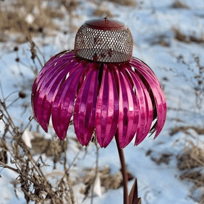 Belro Coneflower Bird Feeder for garden decoration, featuring a colorful floral design and bird perching area.