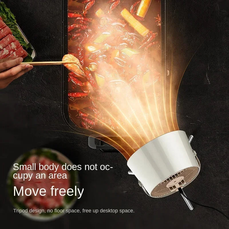 Portable Belro desktop range hood and exhaust fan with sleek design, ideal for kitchen ventilation and air circulation.