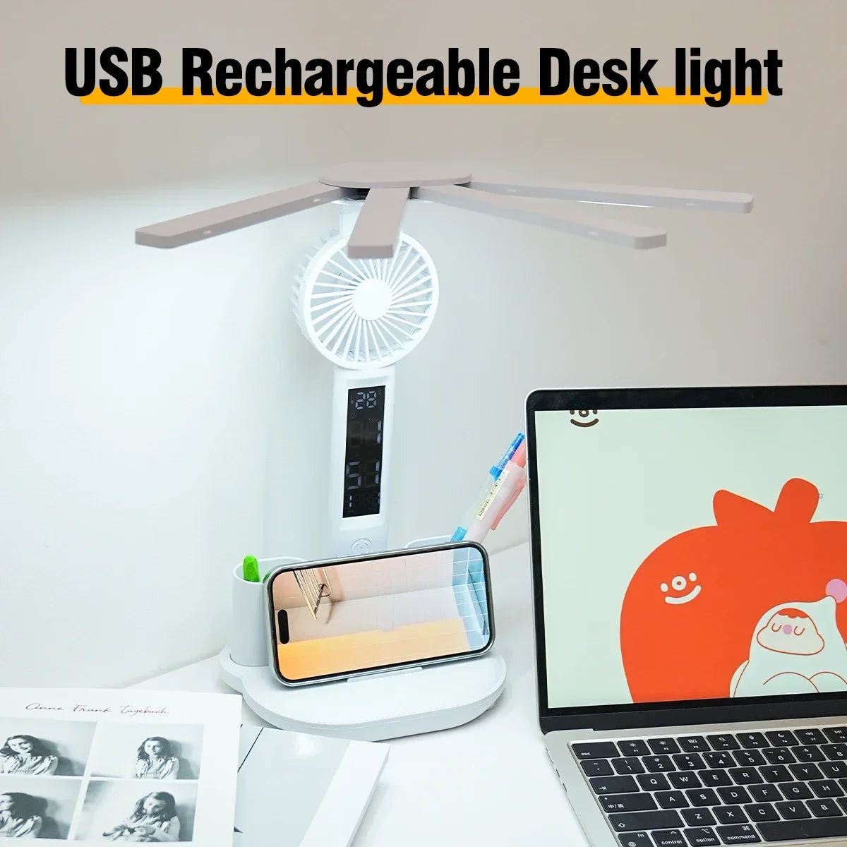 Belro 3-in-1 multifunction desk lamp with adjustable arm and built-in light, perfect for home or office lighting.