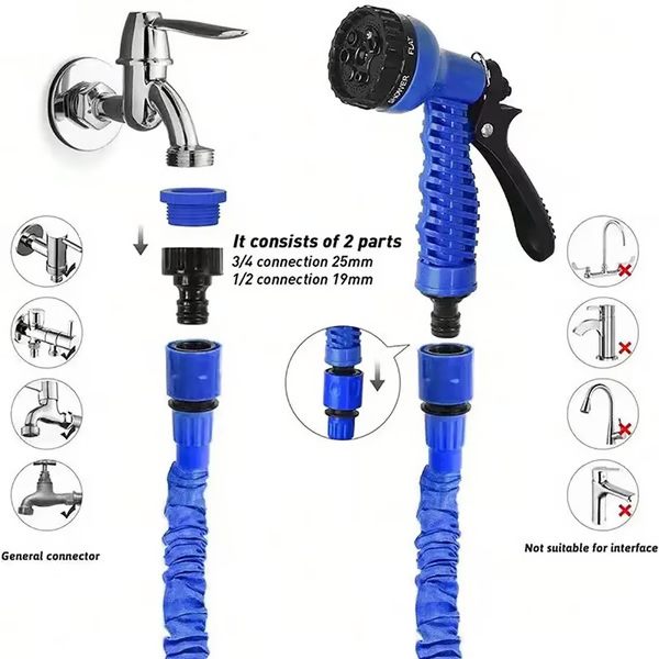 Belro expandable garden water hose coiled on a garden reel, flexible and lightweight for outdoor watering and garden care.