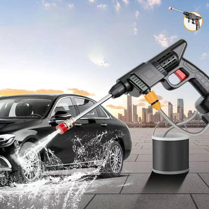 Belro cordless high pressure spray water gun set for cleaning cars, patios, and garden furniture, with ergonomic design and adjustable nozzle.