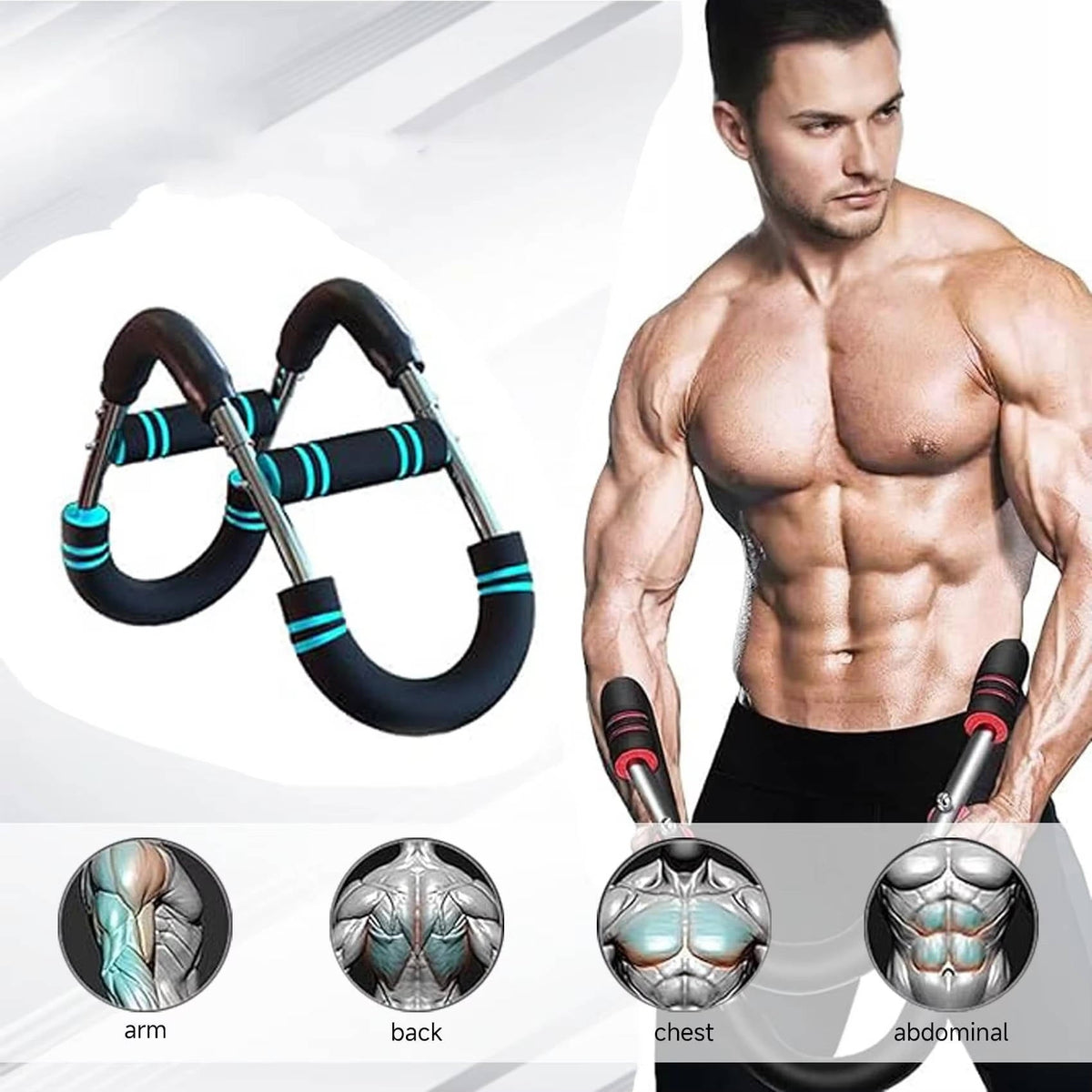 Belro arm trainer home machine with chest expander for men, featuring adjustable resistance and ergonomic handles.