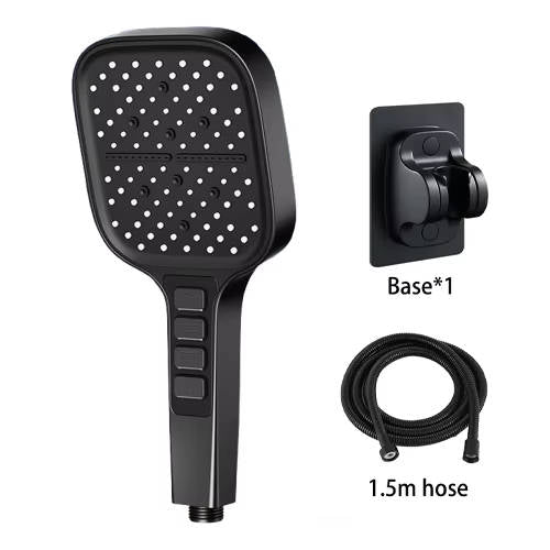 Belro high pressure shower head attached to bathroom pipe, showcasing durable chrome finish and water spray pattern.