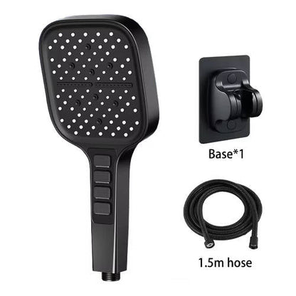 Belro high pressure shower head attached to bathroom pipe, showcasing durable chrome finish and water spray pattern.