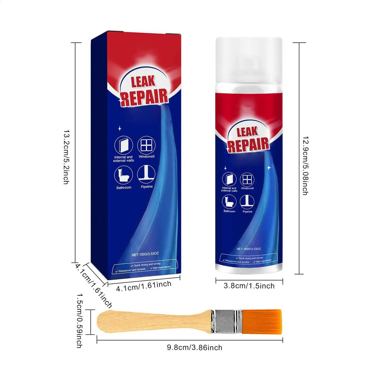Belro 2-pack waterproof leak repair sealant spray for all-purpose sealing, shown in a hardware tools and adhesives setting.