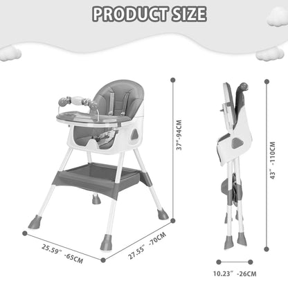 Foldable baby high chair from Belro, compact and portable, designed for easy storage and comfortable feeding for infants.