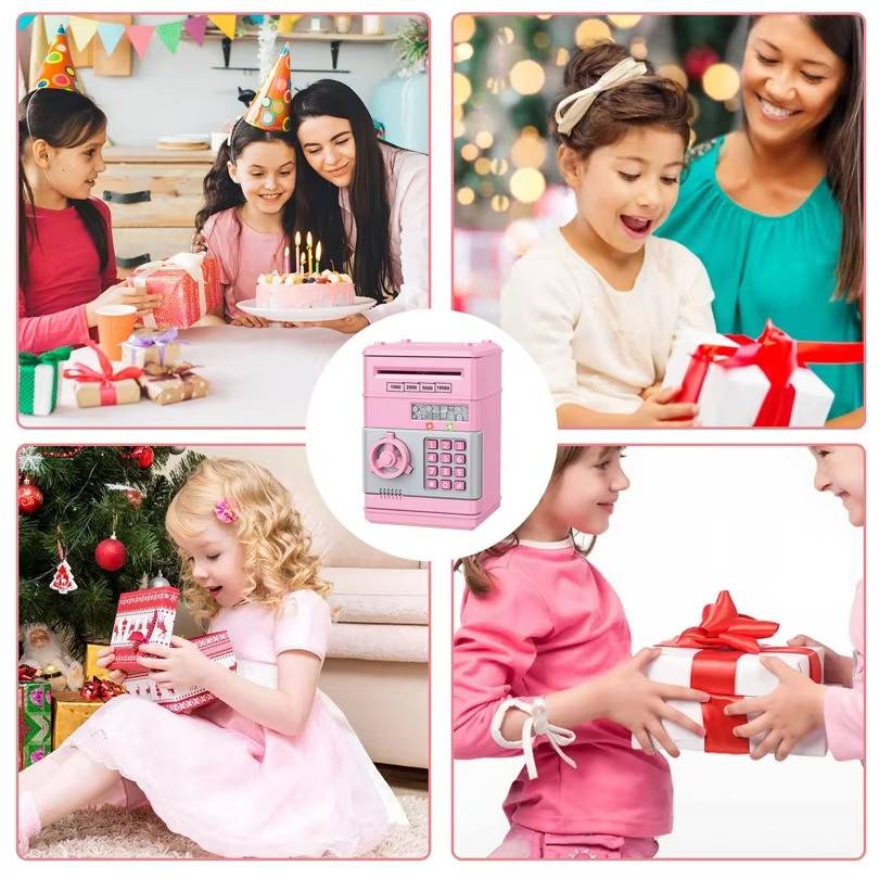 Belro piggy bank for kids, colorful plastic coin bank with a cheerful pig design, ideal for saving money and teaching financial skills.