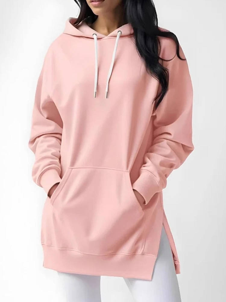 Belro oversized hoodie dress in soft fabric, featuring a relaxed fit with long sleeves and a hood, perfect for casual wear.
