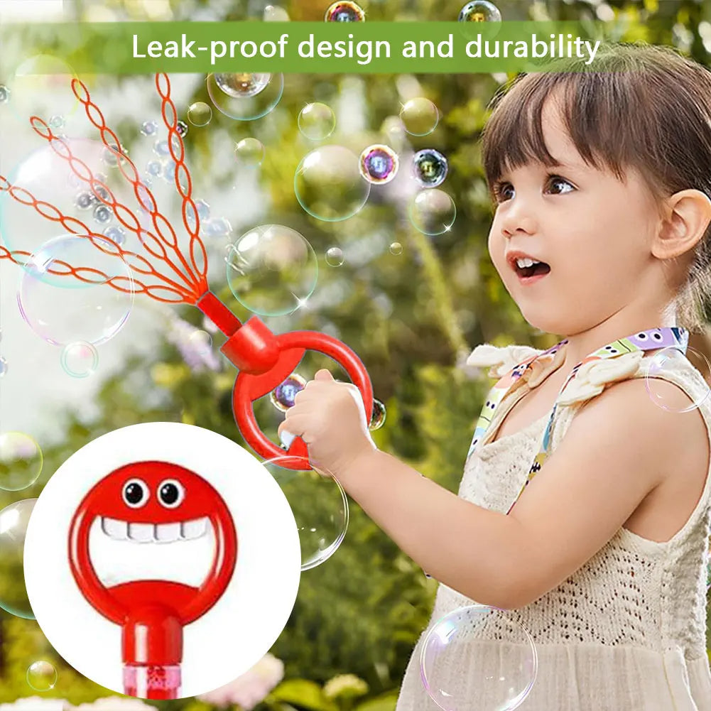 Belro 32-hole smiling face bubble wand for outdoor play, featuring colorful bubbles and fun smiling face design.