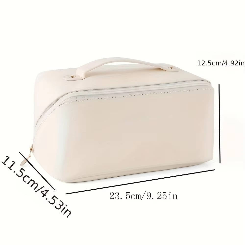 Belro cosmetics storage bag with multiple compartments, black fabric, compact design, ideal for travel and organization.