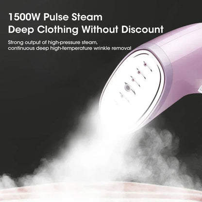 Belro handheld clothes steamer for men, compact and easy to use, shown steaming a shirt for wrinkle removal.