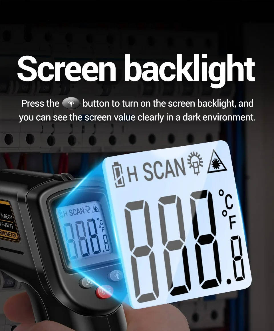 Belro Infrared Laser Thermometer All In One, handheld medical device with digital display for quick temperature readings