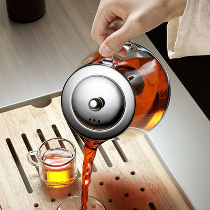 Belro heat resistant glass teapot for kitchen and dining, showcasing a clear glass teapot with a handle and lid on a white background.
