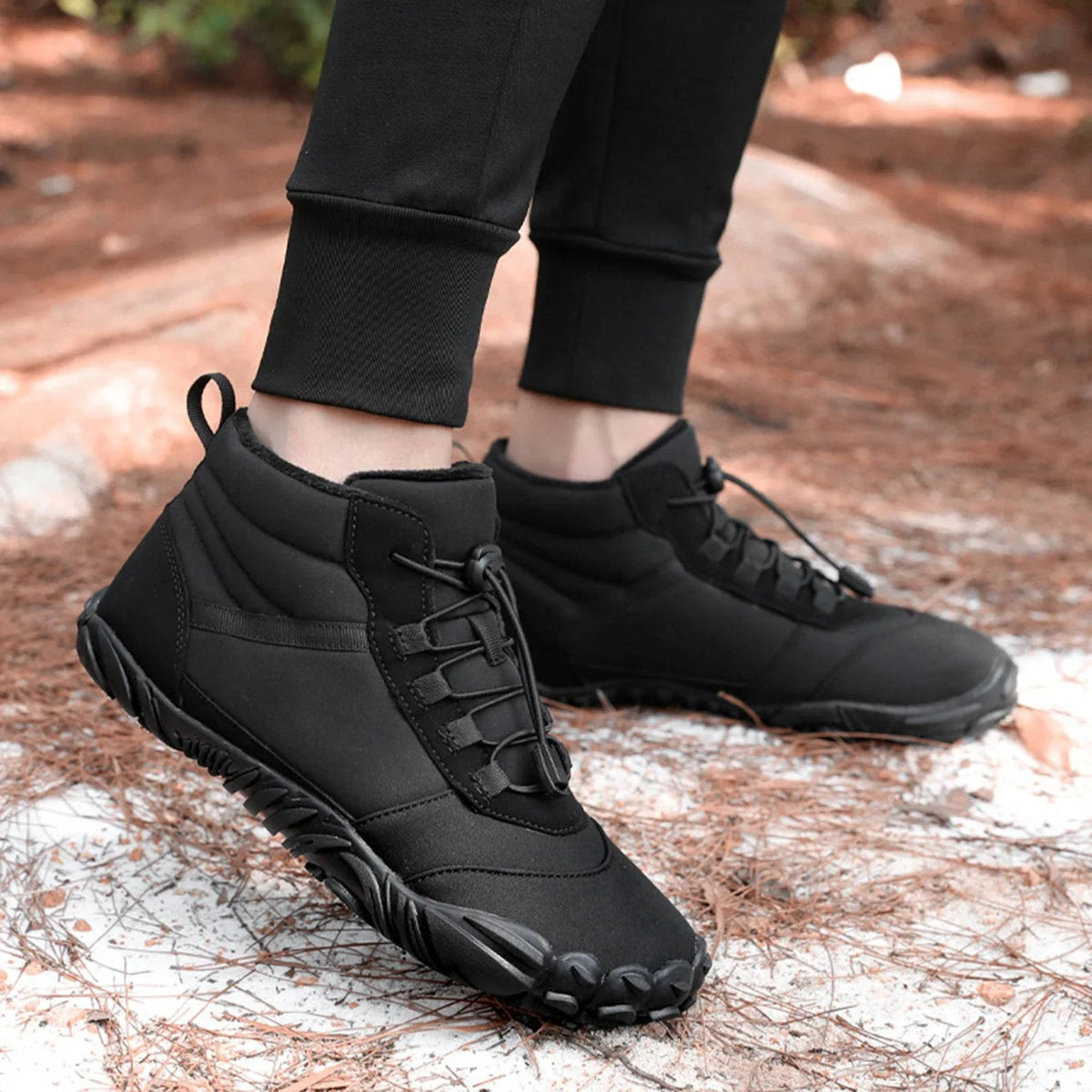 Belro waterproof and snowproof winter barefoot shoes with cozy fleece lining, designed for warmth and outdoor durability.