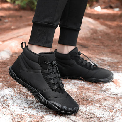 Belro waterproof and snowproof winter barefoot shoes with cozy fleece lining, designed for warmth and outdoor durability.