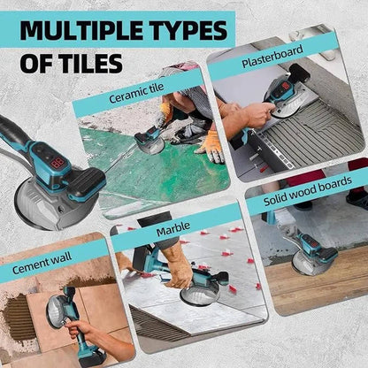 Belro Tile Suction and Vibration Tool for cutting tiles, featuring a handle and suction cup for secure grip and precise saw operation.