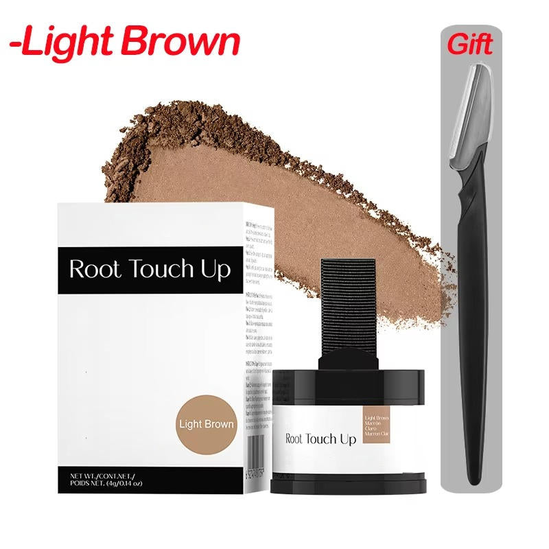 Belro Hairline Powder for thinning hair, close-up of application on scalp showing natural-looking coverage and hair restoration.