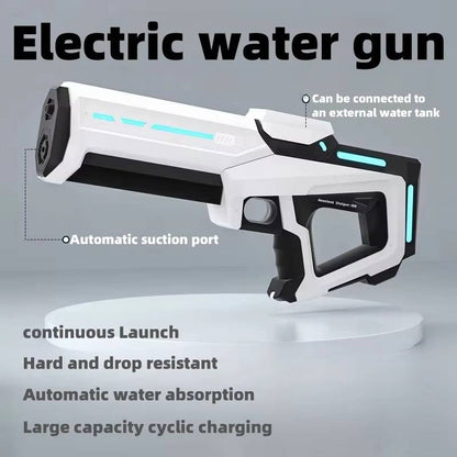 Belro electric water gun toy for outdoor play, featuring a sleek design and colorful water spray nozzle.